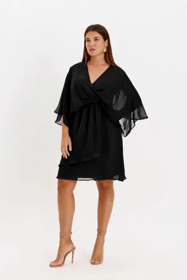 Vestido Curto Diamond Mangas Amplas